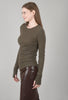 Enza Costa Cashmere-Blend Easy Cuffed Crew, Olive Drab 