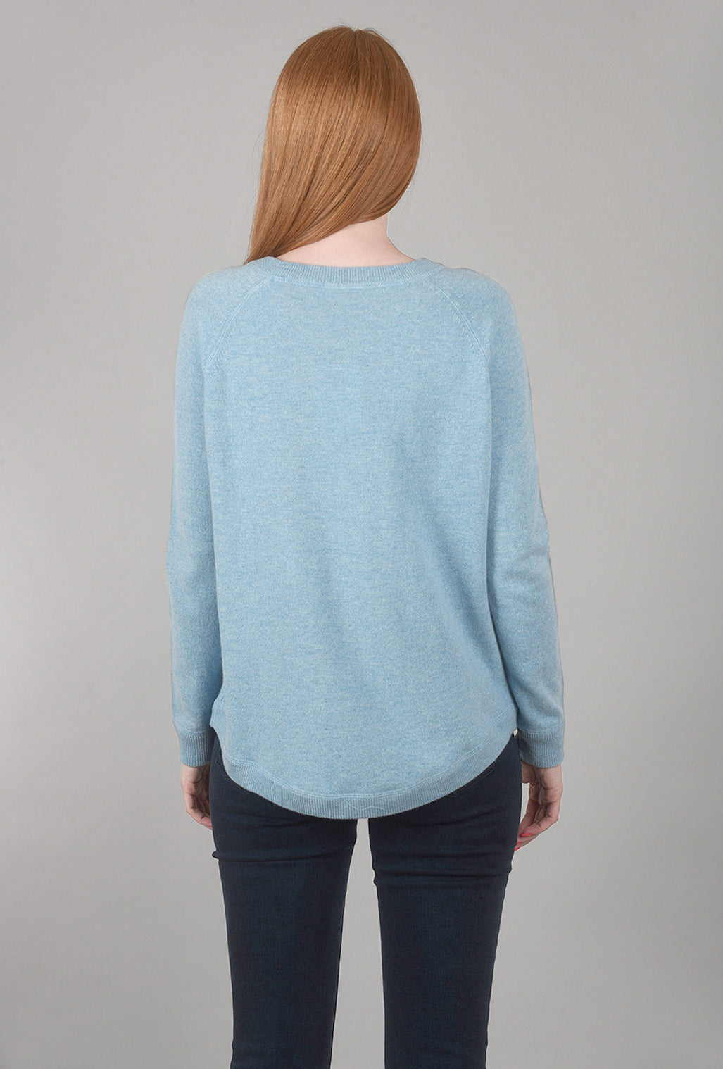 Kinross Cashmere Round-Hem Cashmere Sweatshirt, Waterfall Blue 