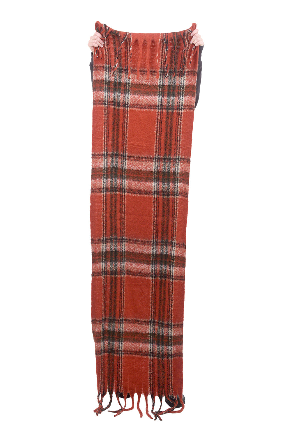 Joy Susan Fringe Plaid Scarf, Spice One Size Spice