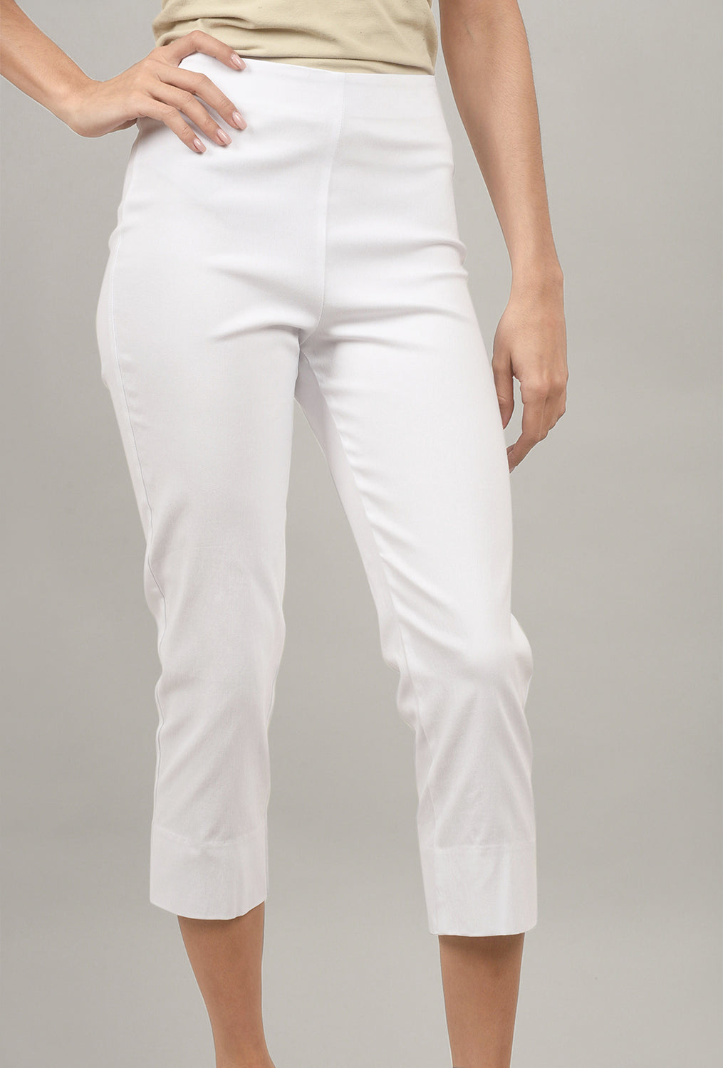 White Capri Pants Elastic Waist  Women White Capri Pants Summer - 2023  Women's - Aliexpress