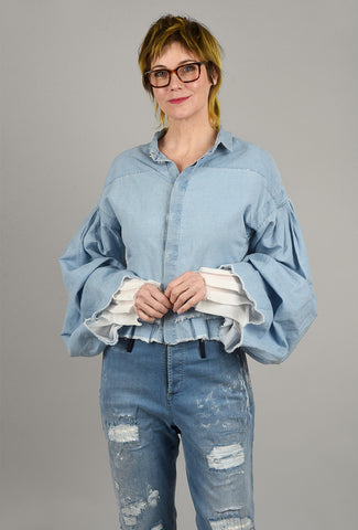 Umit Unal Artful Extended-Sleeve Shirt, Light Blue 