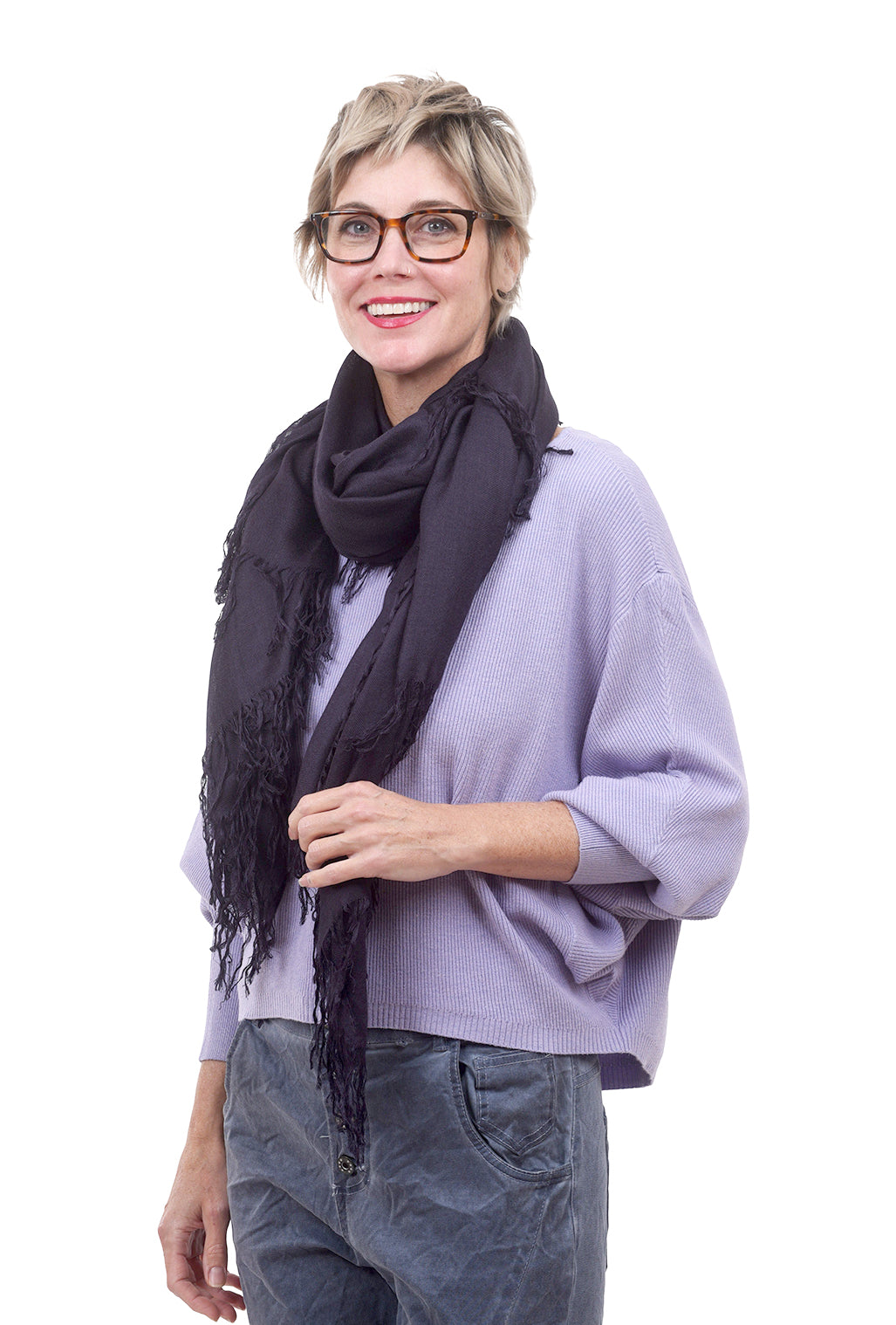 Blue Pacific Tissue Solid Scarf, Purple Velvet 