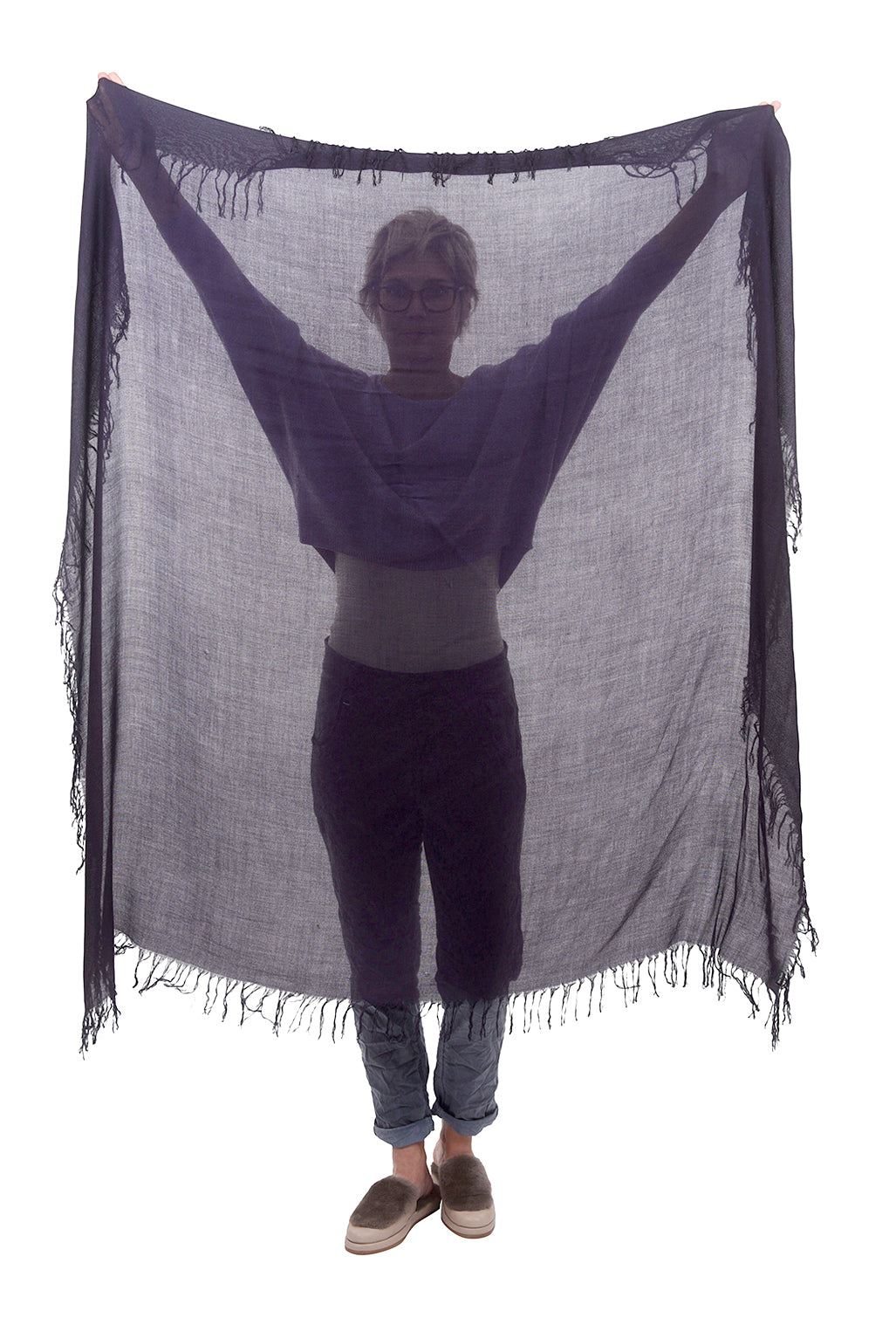 Blue Pacific Tissue Solid Scarf, Purple Velvet 