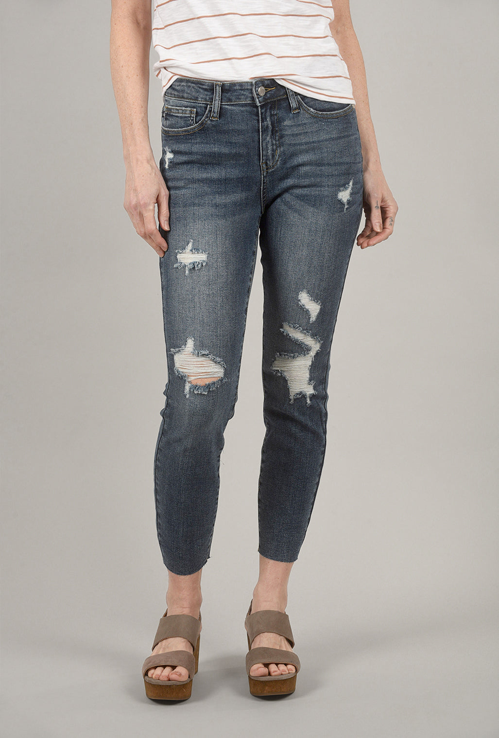 Judy Blue Trim Raw-Hem Denim, Blue 