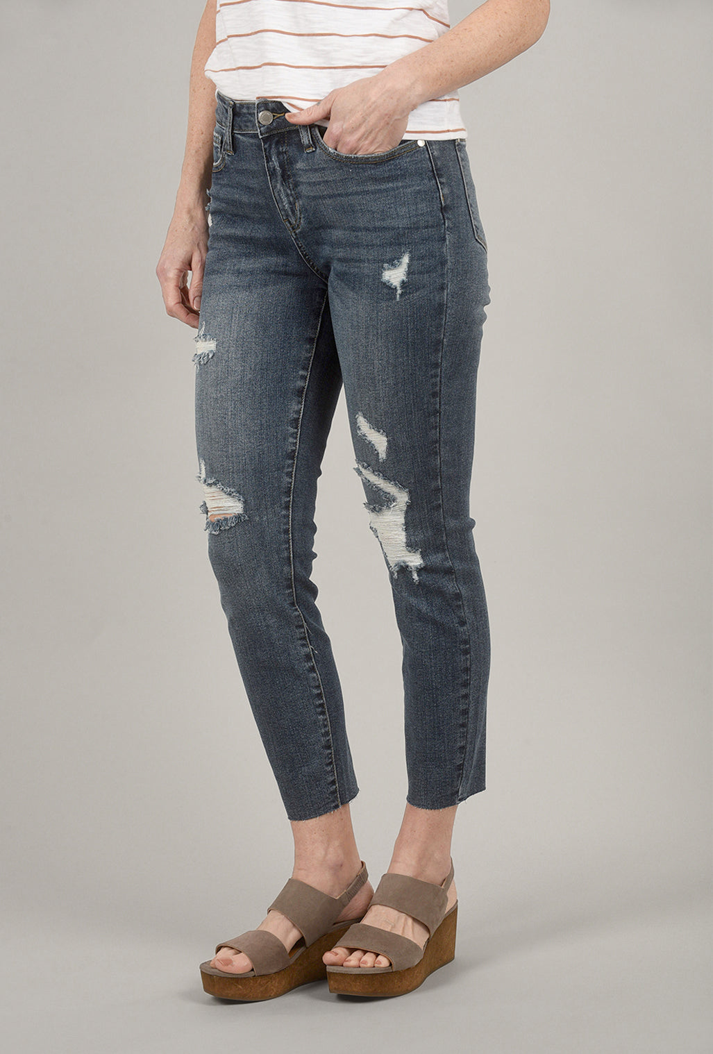 Judy Blue Trim Raw-Hem Denim, Blue 